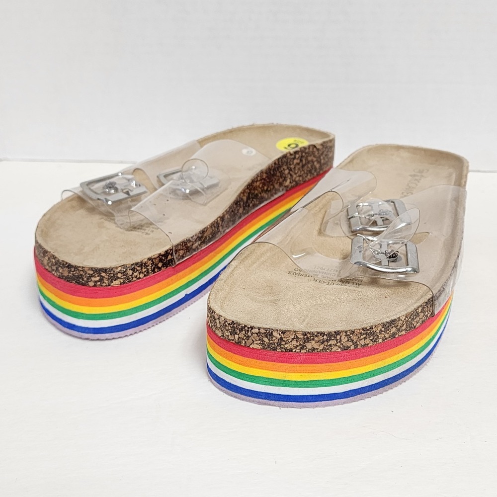 Rocawear Chunky Platform 80's Style Rainbow Foam Womens 9 Retro Adjustable